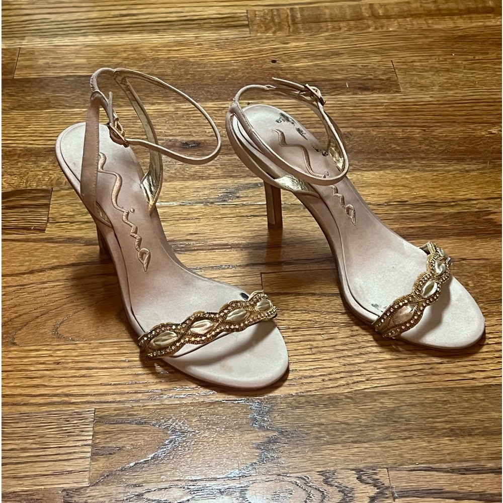Precious Neutral Nude Strappy Formal Nina Heels 6 Prom Wedding